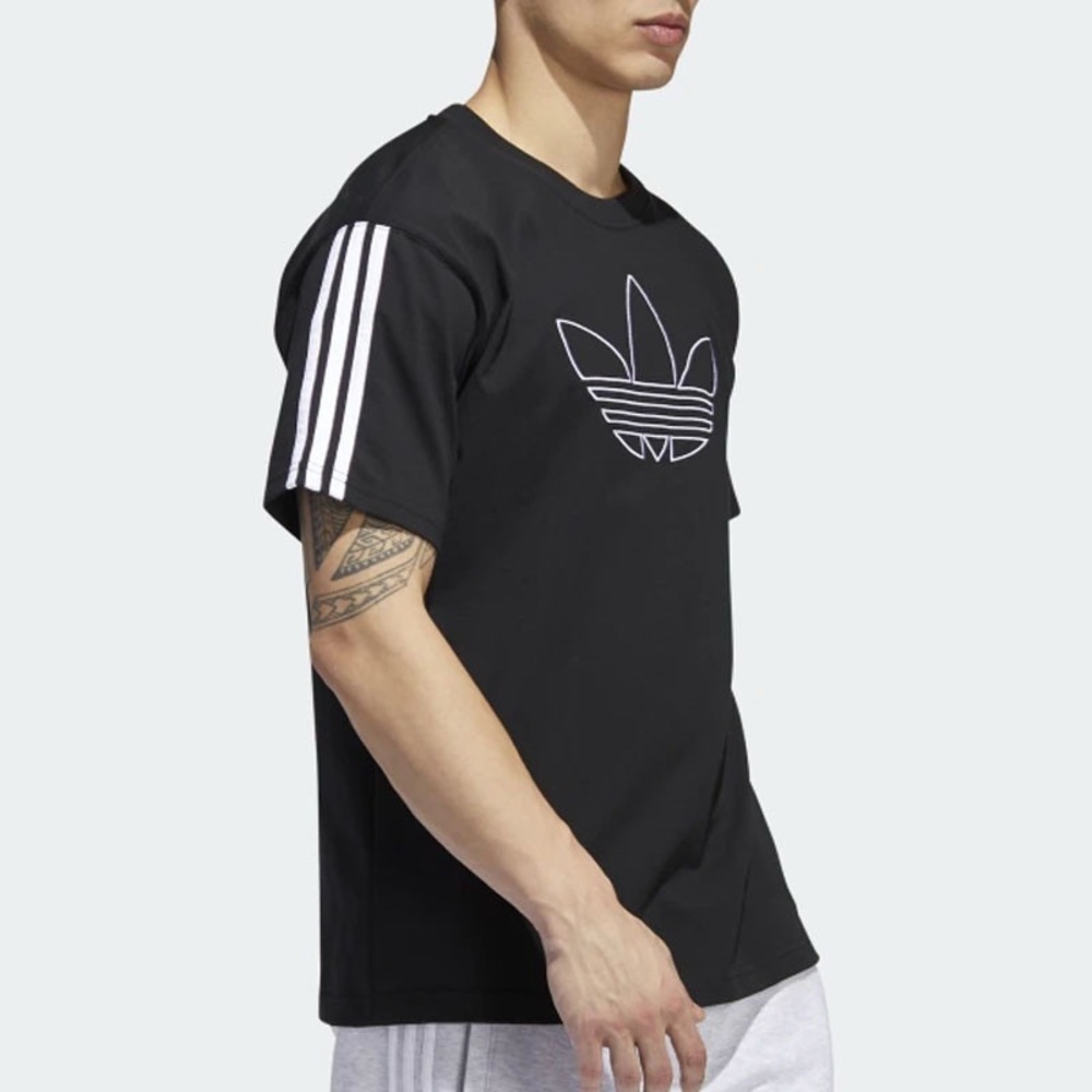 Adidas originals Black Tee with 3 white stripes embroidered logo nwt xl t-shirt
